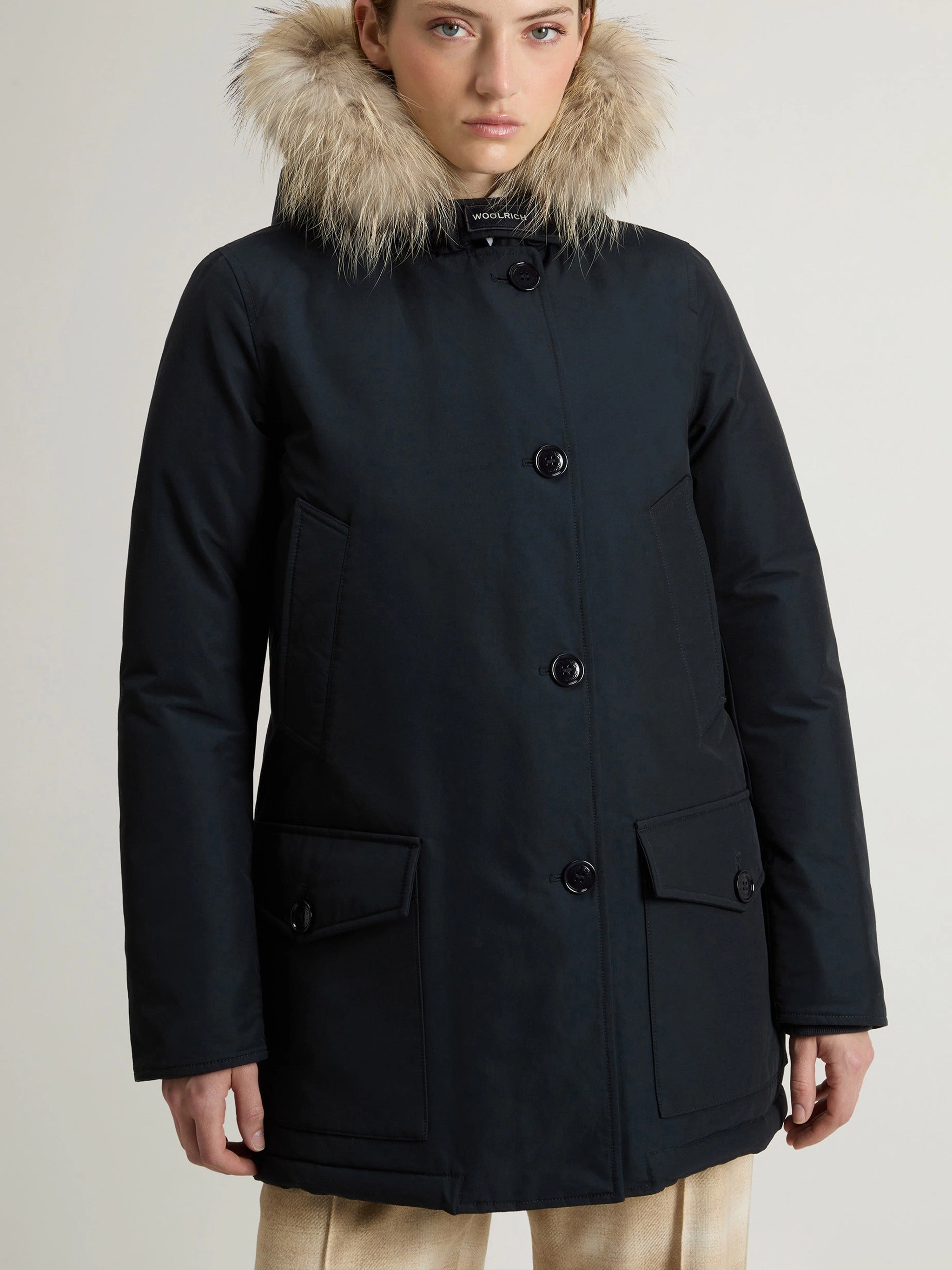 Arctic Detachable Fur Parka Blue Co Pa Cappotto