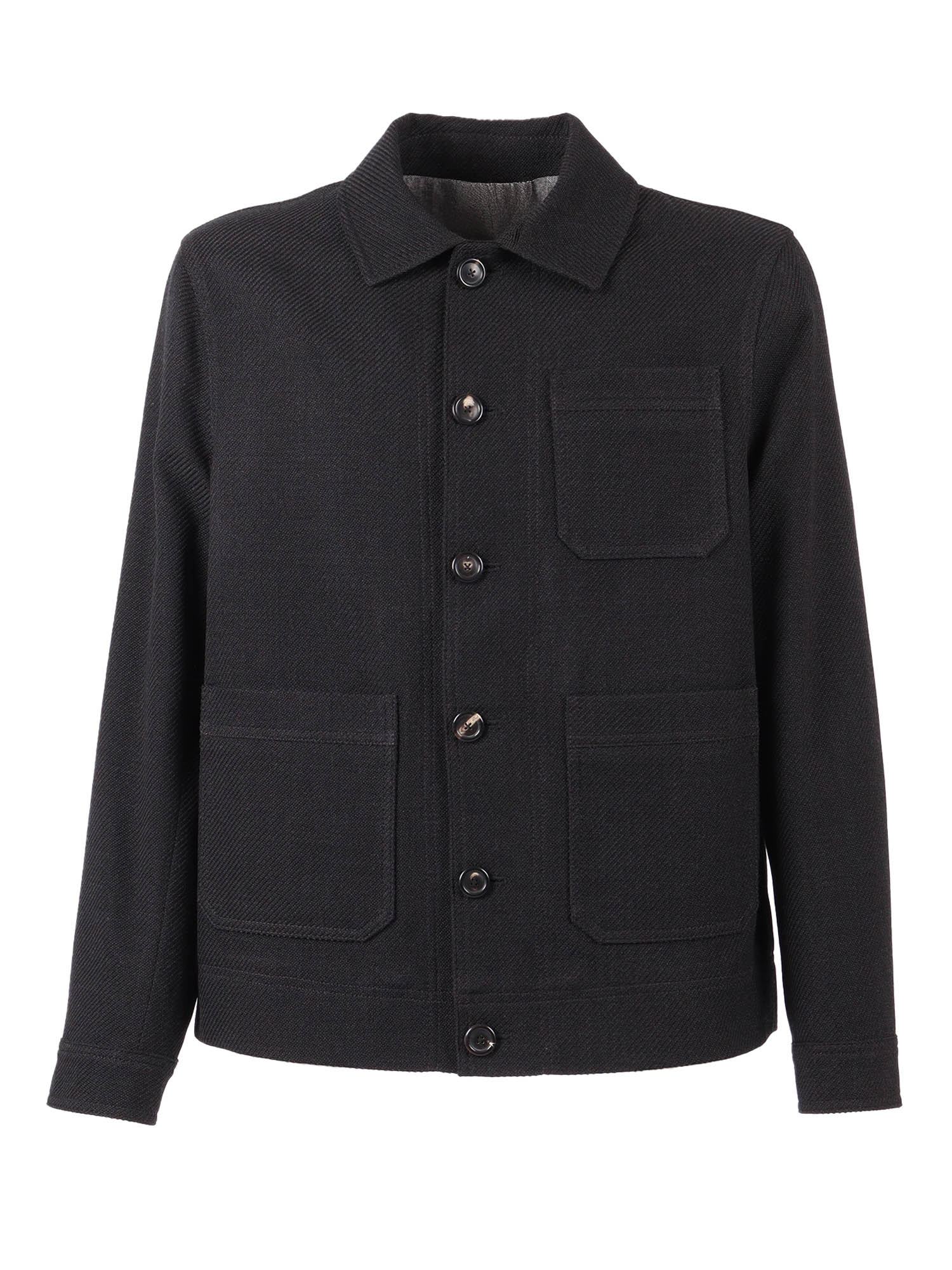 Work Jacket Wool Black Single Breasted