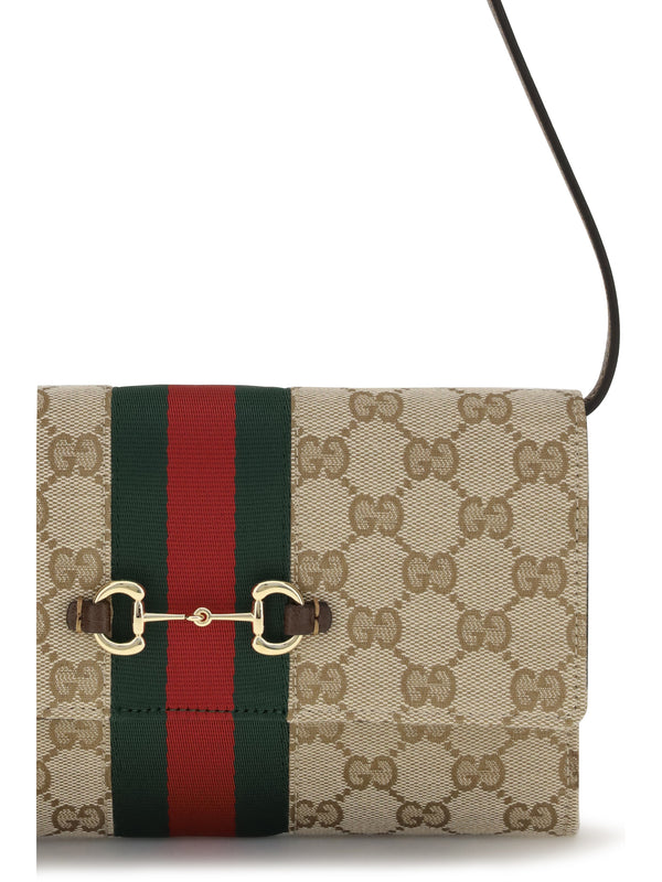 Wallet Horsebit Web Gg Canvas Sand/dark Brown/green/black Fabric & Purses
