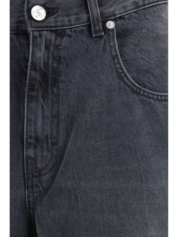 Jeans Relaxed Cut Black Worn Wash Cotton