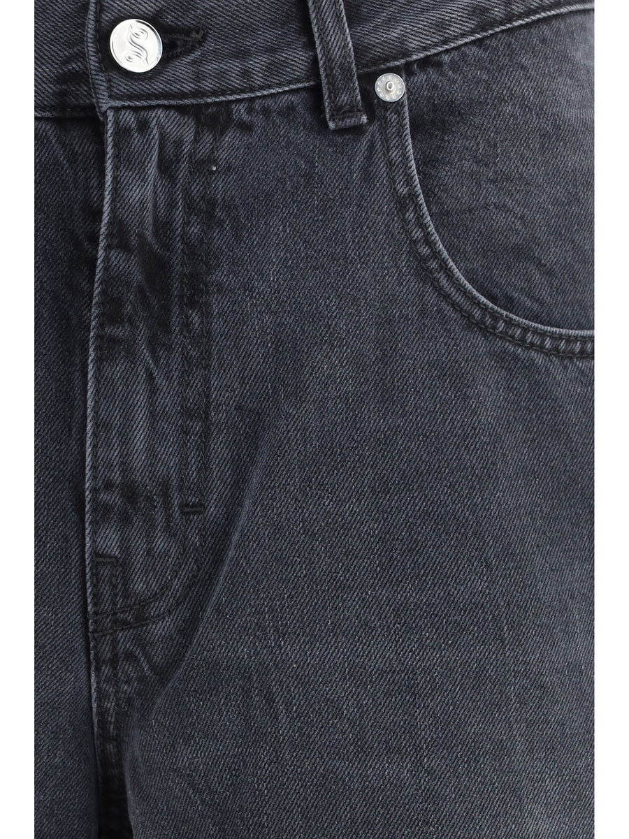 Jeans Relaxed Cut Black Worn Wash Cotton