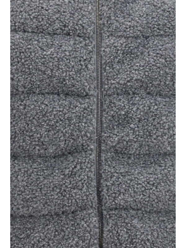 Padded Vest Shearling Front Pearl Grey Outer: Polyester Blazers