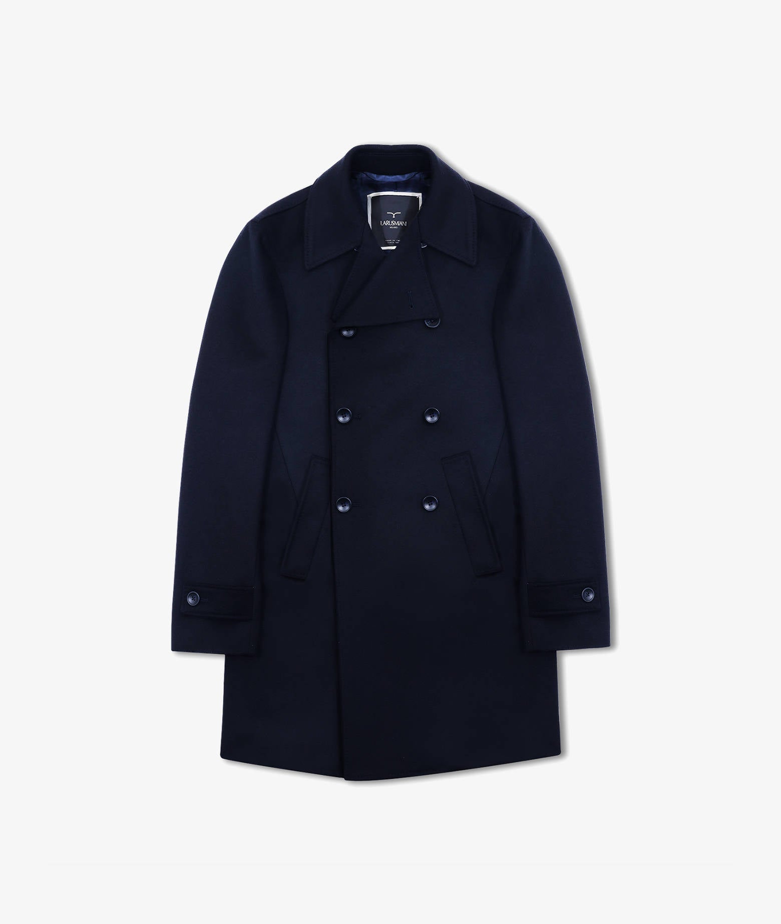 Wool And Cashmere Peacoat Denali Blue Capo Lungo Industriale