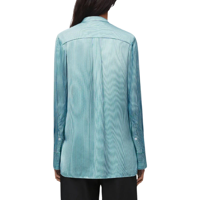 Loewe Silk Blend Striped Shirt Blue Viscose