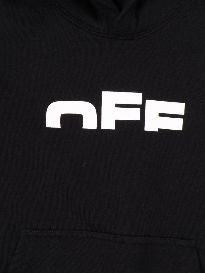 Type Logo Hoodie Black - White Sweatshirt