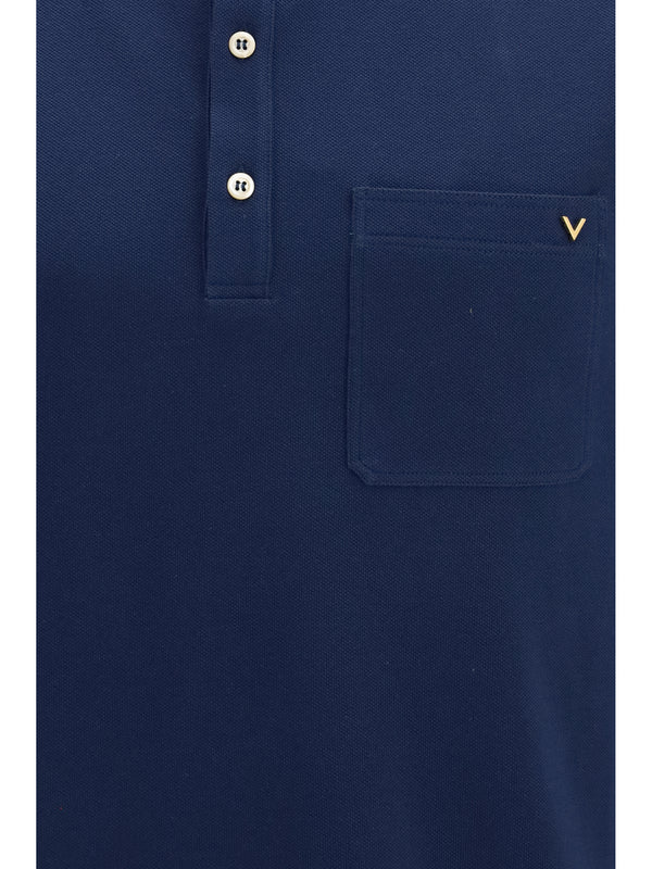 Polo Shirt Cotton Piqué With Vlogo Indigo