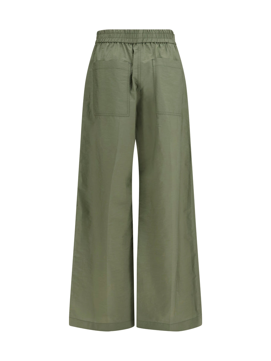 Cotton Pants With Elastic Waist, Eucalyptus Trousers