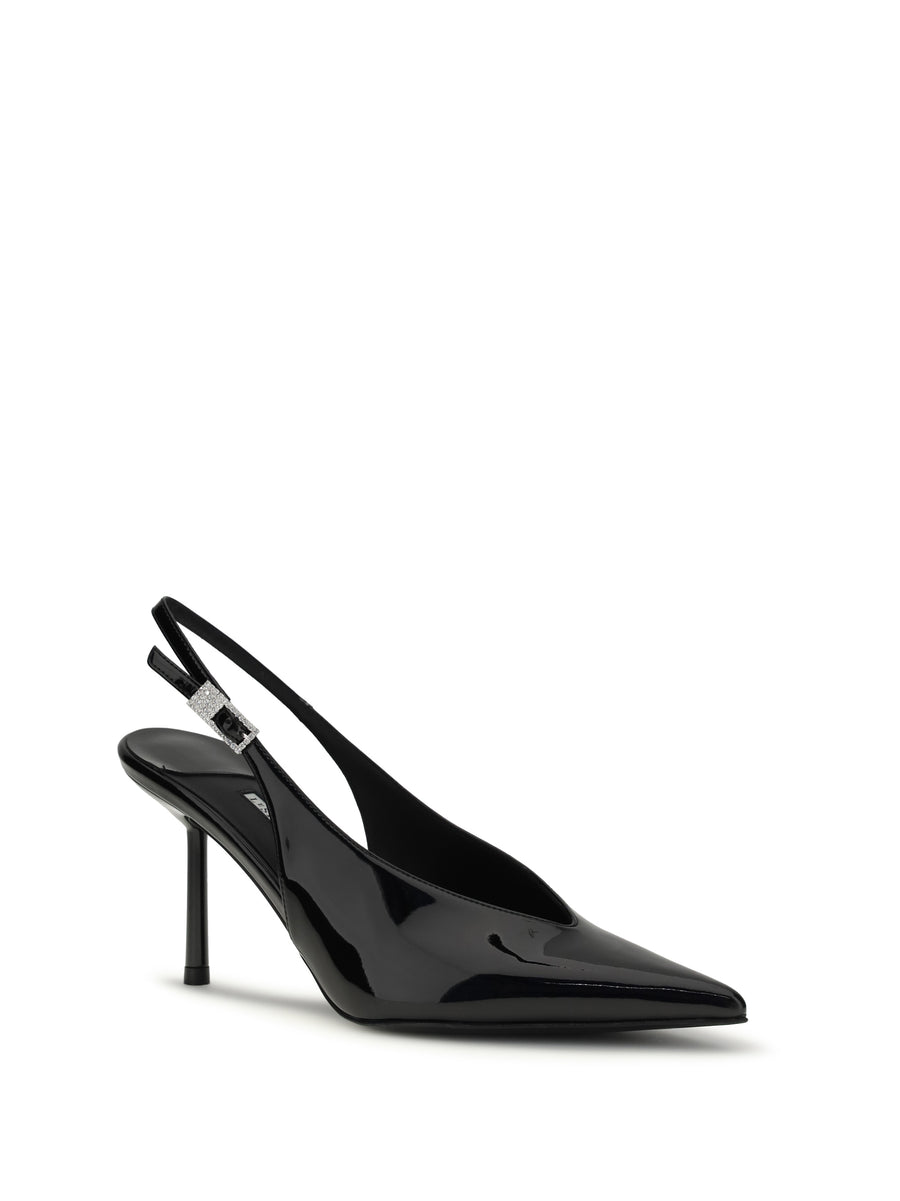 Slingback Pumps Clivage Black Patent Black/crystal Calf Leather Sandal