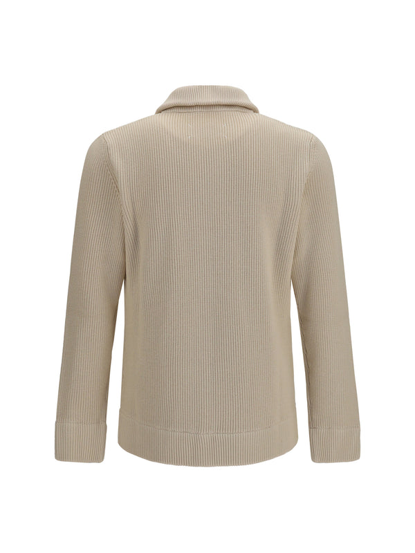 Sweater Cotton Zip-Up Ecru Wool (ovis Aries)