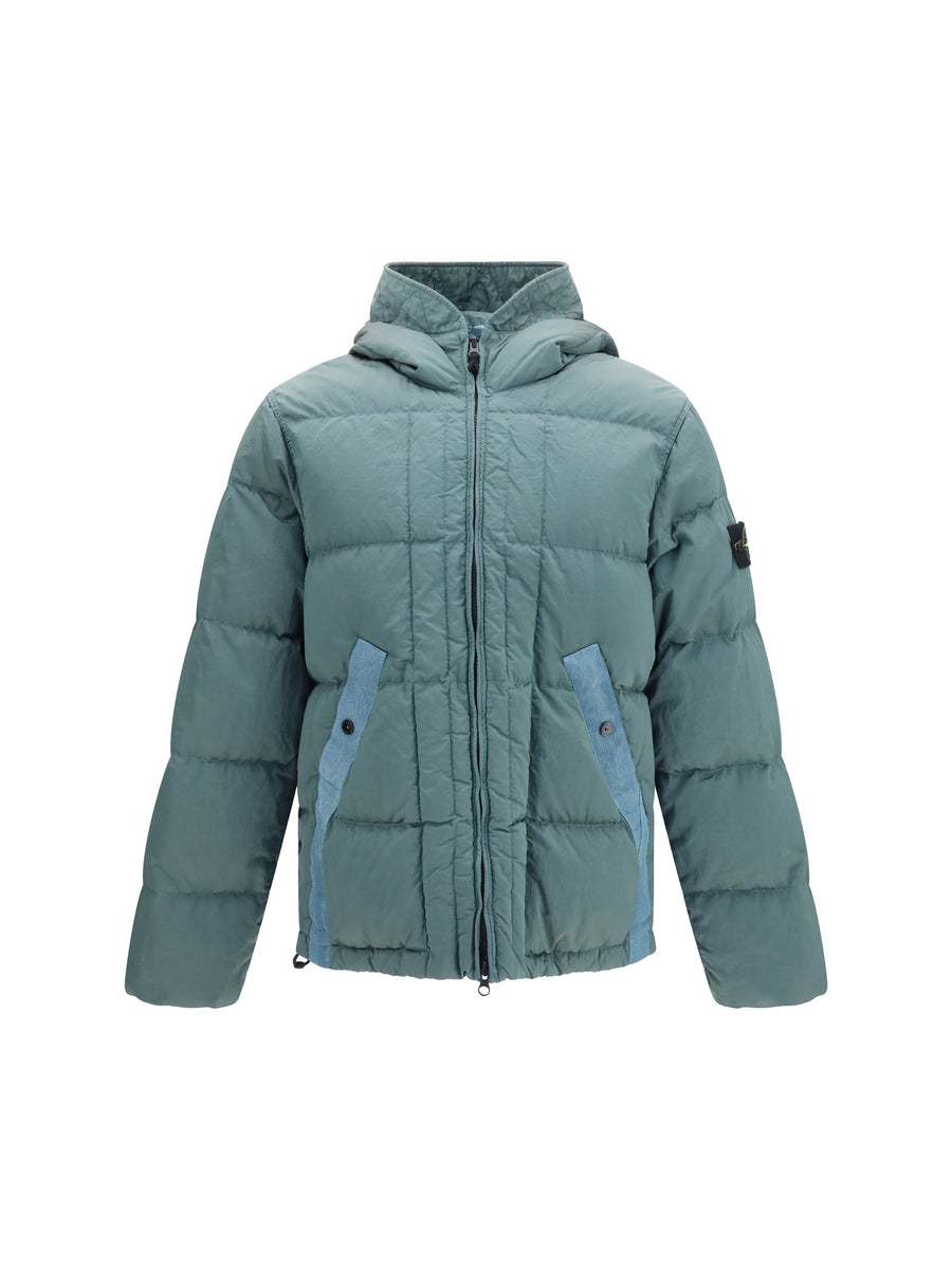 Nylon Metal Hooded Puffer Jacket Ocean Green Down