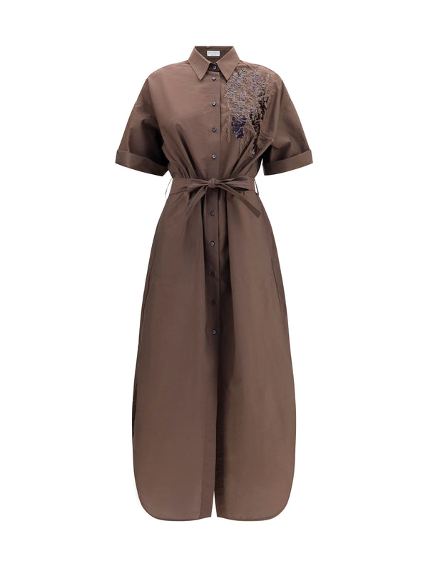 Brunello Cucinelli 75% Cotton; 25% Polyamide shirt dress in brown