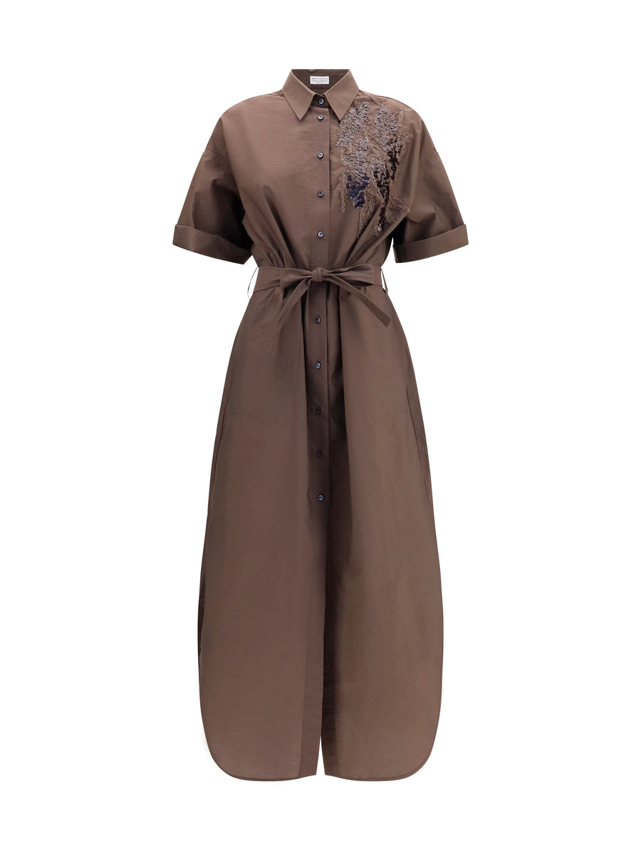Brunello Cucinelli 75% Cotton; 25% Polyamide shirt dress in brown