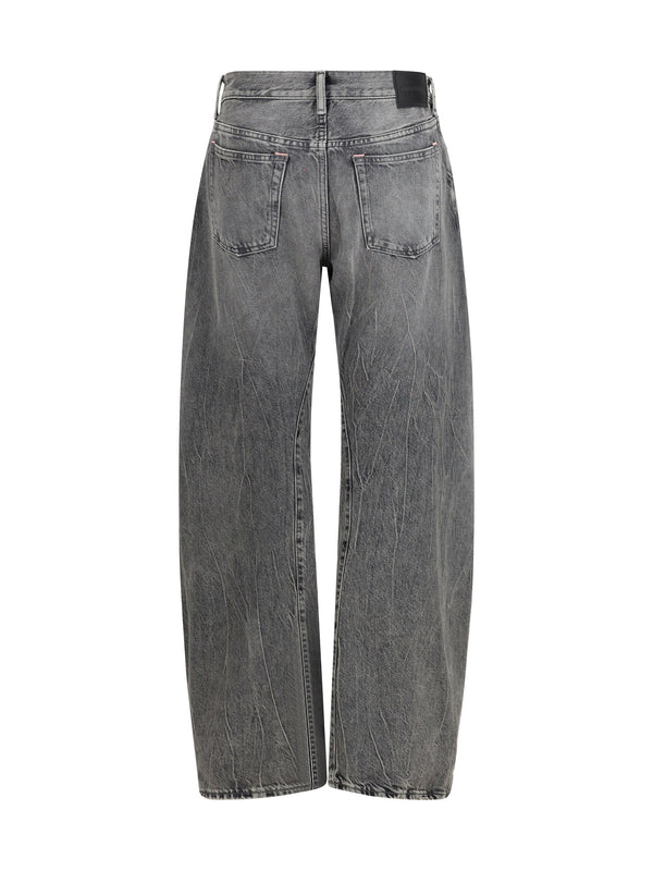Jeans Barrel Washed Black Cotton