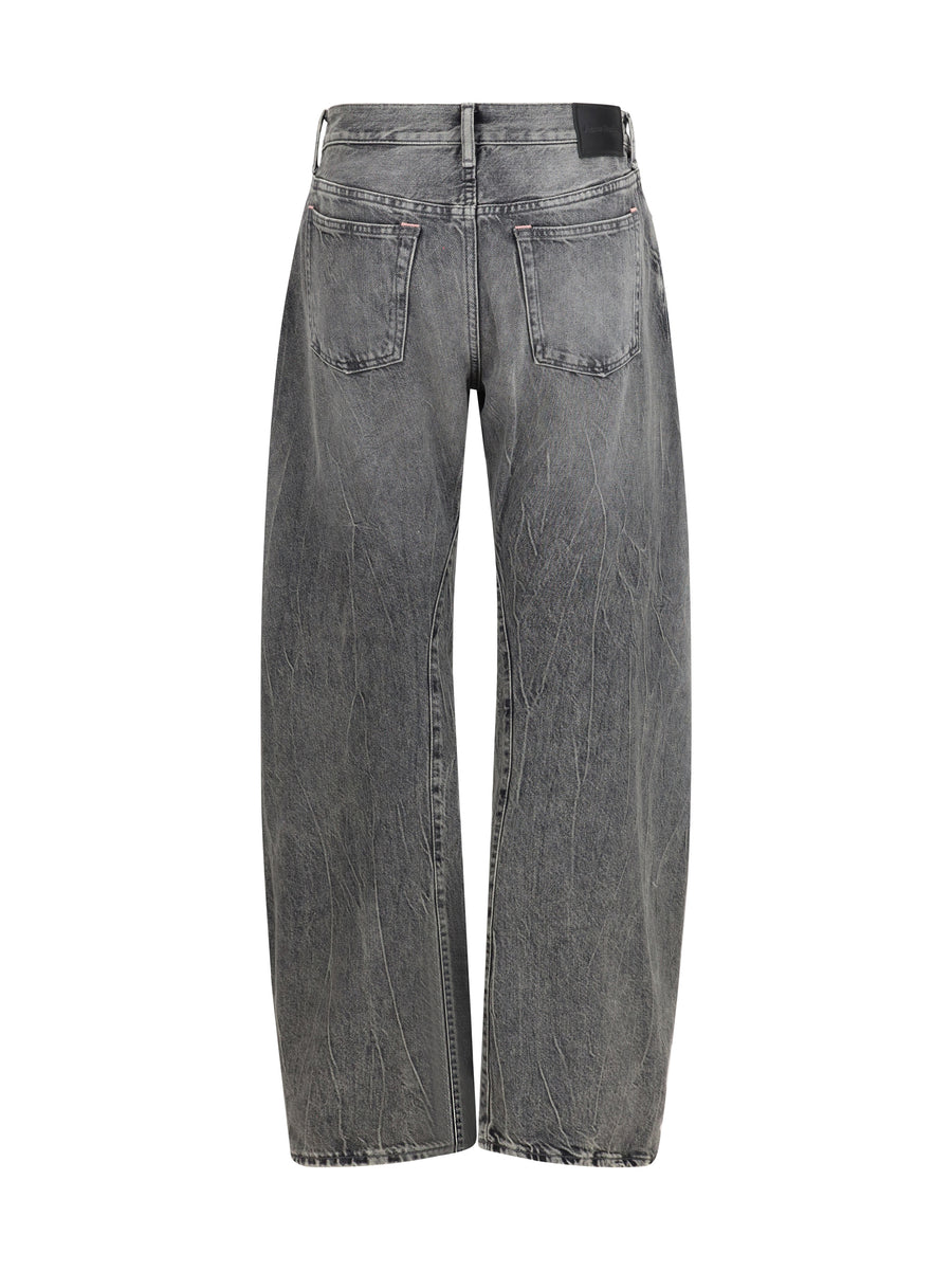 Jeans Barrel Washed Black Cotton