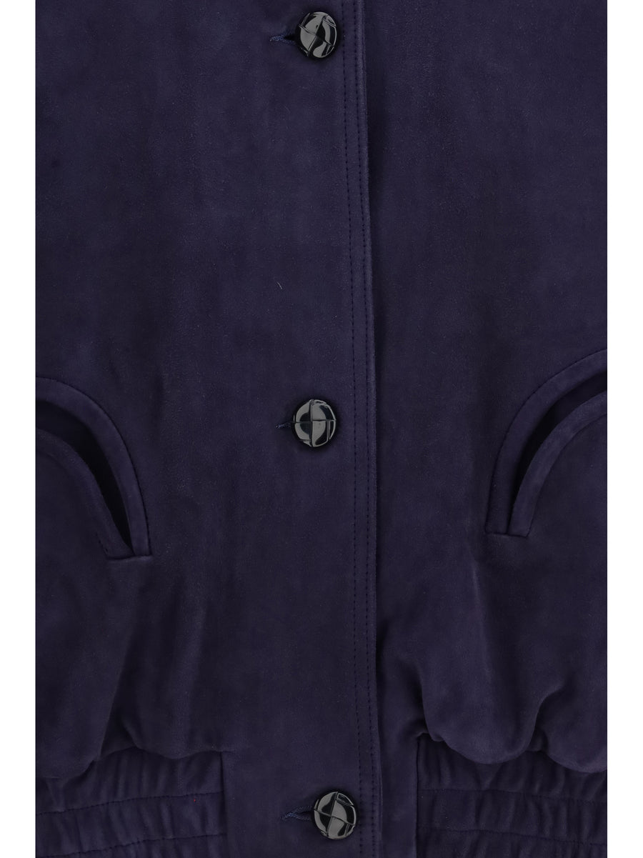 Bomber Jacket Viva Charlie Suede Navy Lambskin Leather