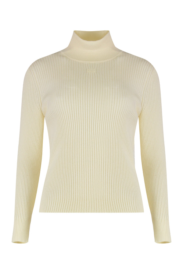High-Neck Wool Top White Knitwear