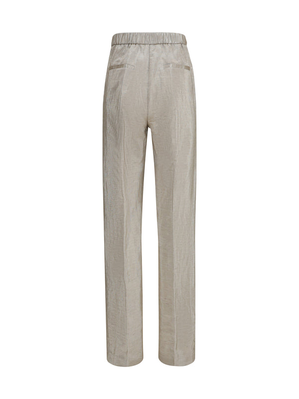 Trousers Lurex Tweed Beige Polyester