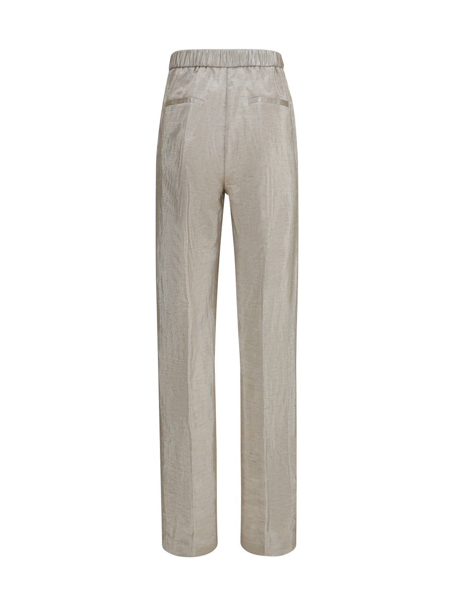 Trousers Lurex Tweed Beige Polyester