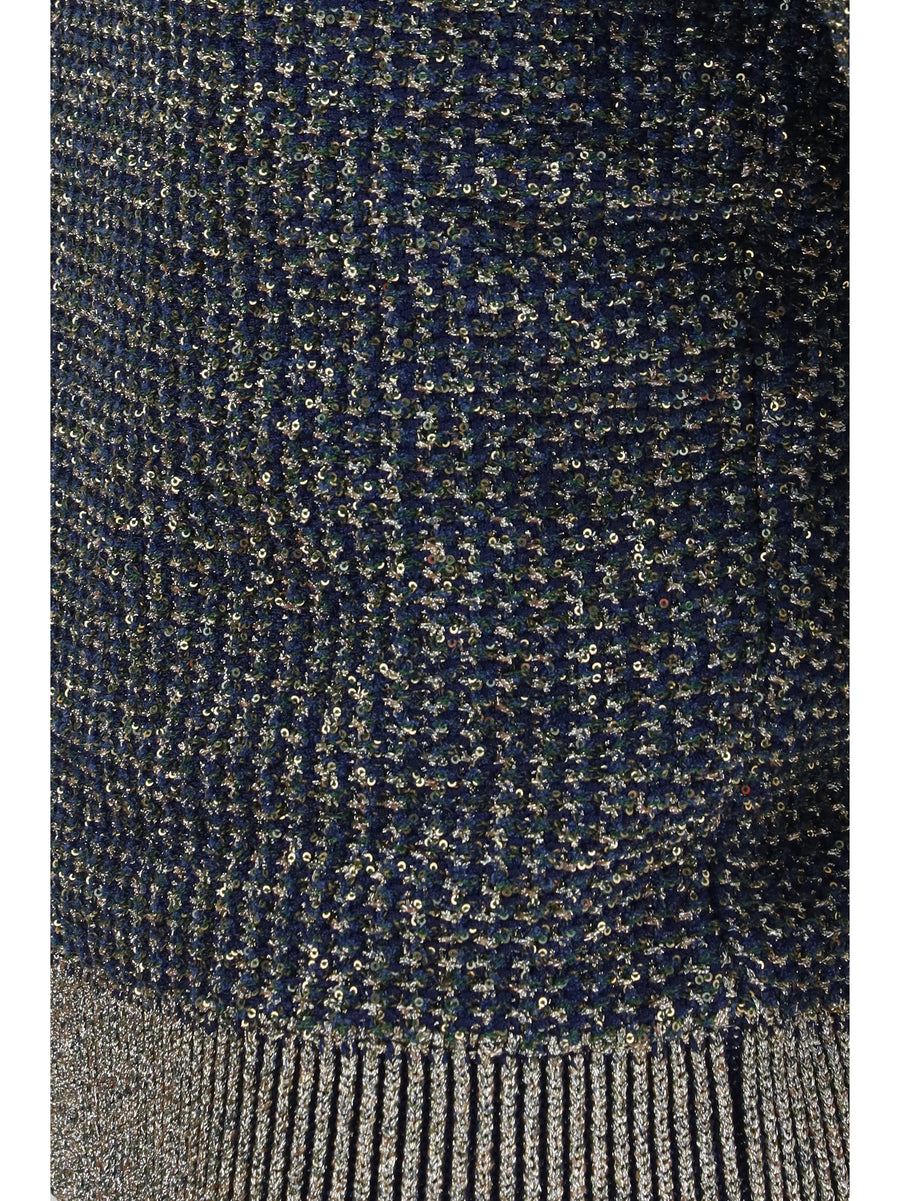 Short-Sleeve Sequin Sweater Navy-Green Navy/green Polyamide Tops