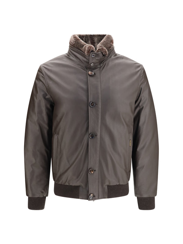 Shearling Down Jacket Cleros P1 Dark Brown Outer: Mutton