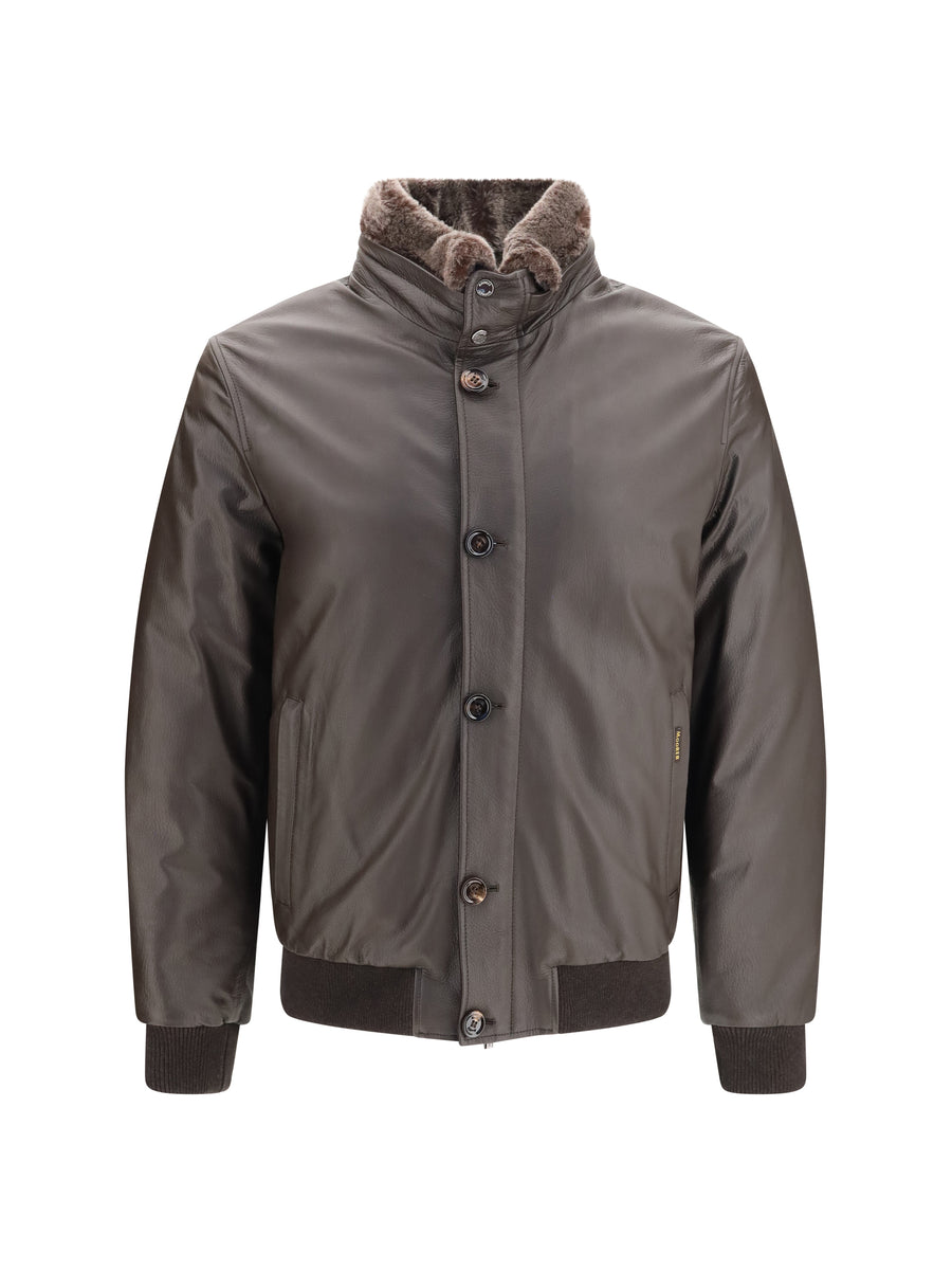 Shearling Down Jacket Cleros P1 Dark Brown Outer: Mutton