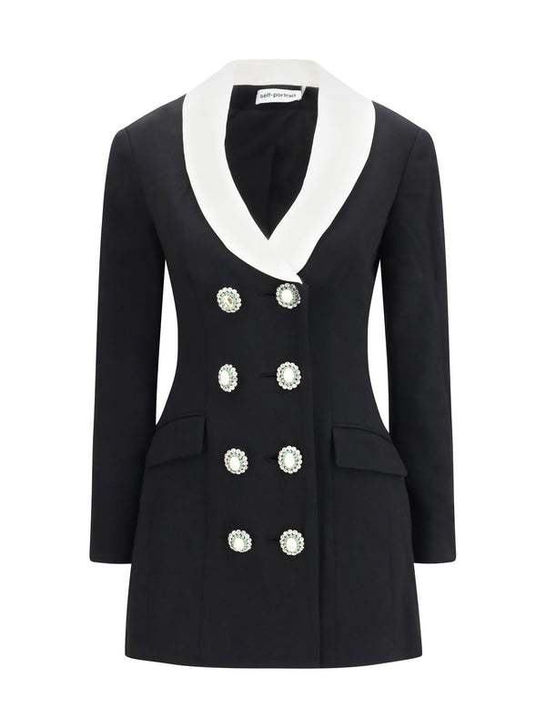 Mini Blazer Dress Black Wool Ovis Aries