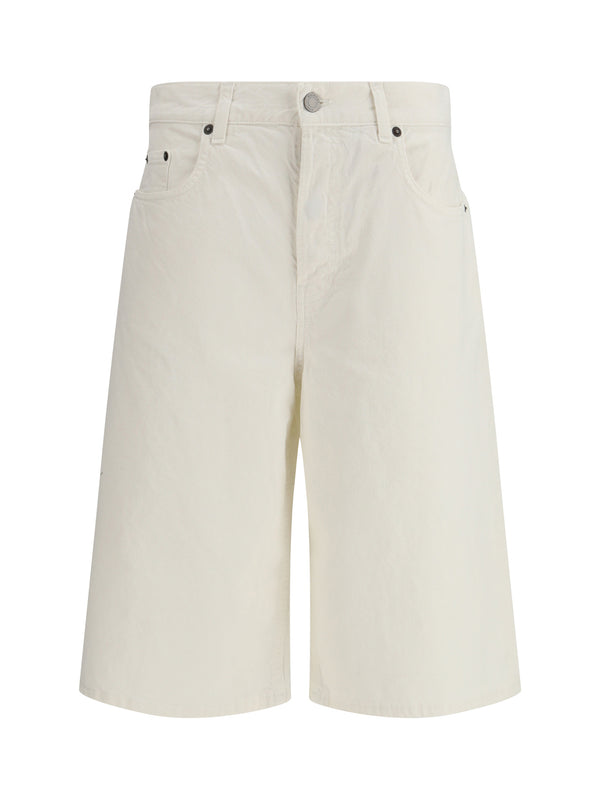 Becky Twill 45 Bermuda Shorts Off White Cotton; Linen