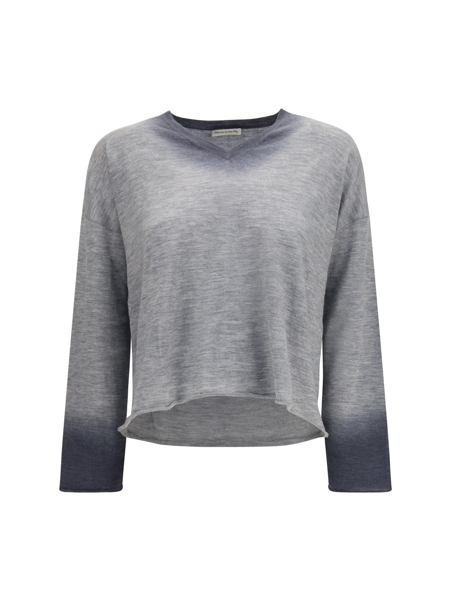 Mirror In The Sky 100% Cashmere sweater in gray