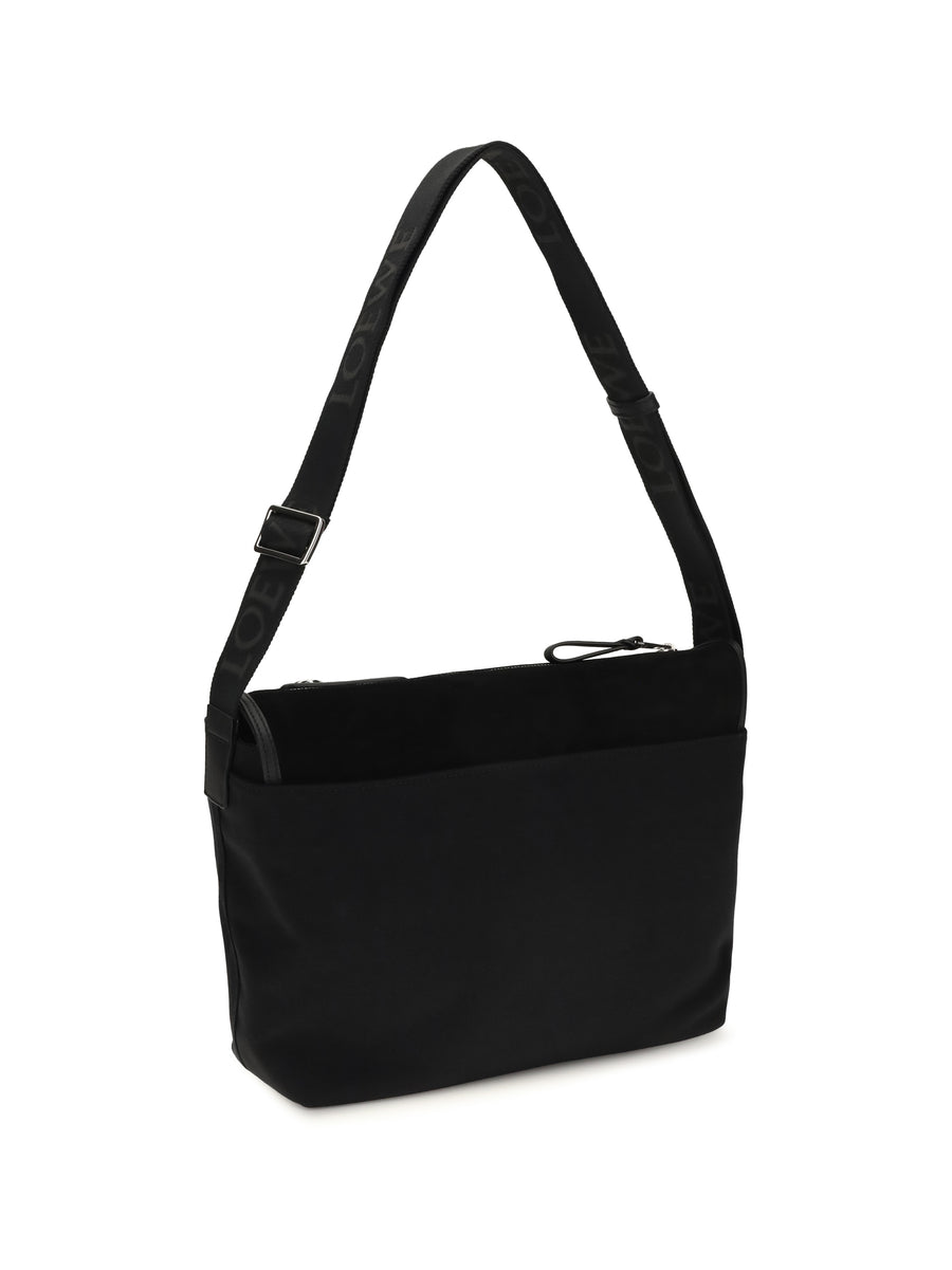 Messenger Flex Bag Canvas And Suede Black Shoulder