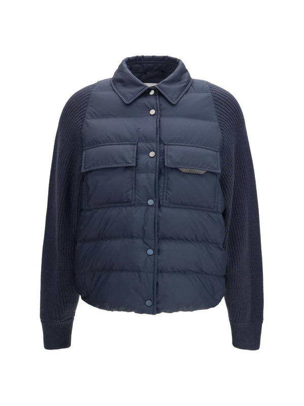 Brunello Cucinelli Outer: 100% polyester; Inner: 100% goose down down jacket in navy