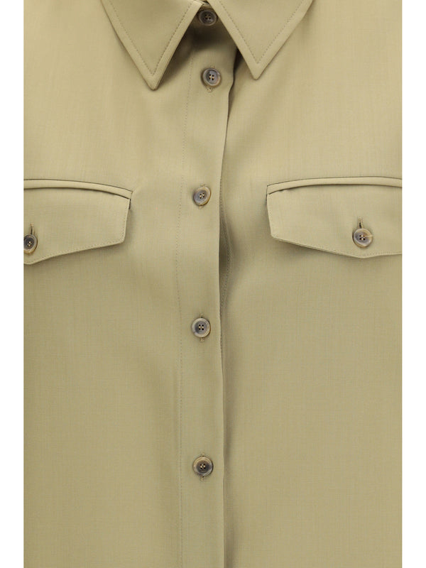Overshirt Claire Virgin Wool Green Fleece (ovis Aries) Shirt