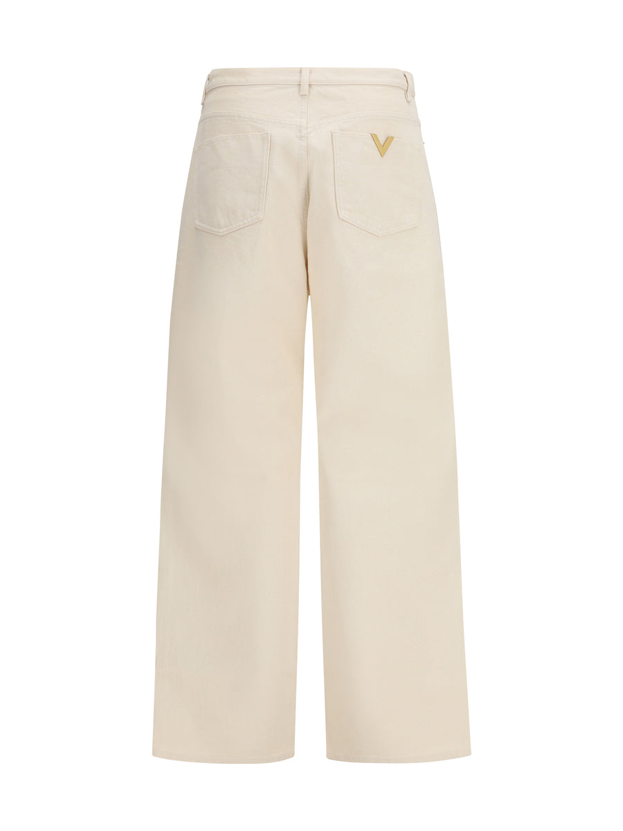 Denim Trousers Ivory Cotton Jean