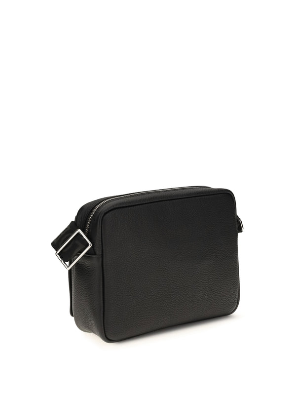 Messenger Bag Pebble Calf Leather Black (bos Taurus) Shoulder