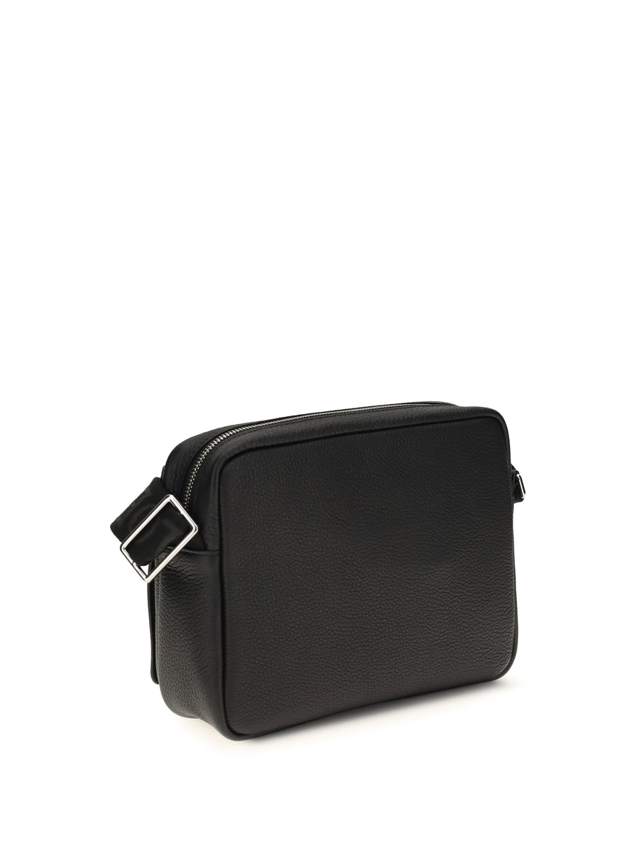 Messenger Bag Pebble Calf Leather Black (bos Taurus) Shoulder