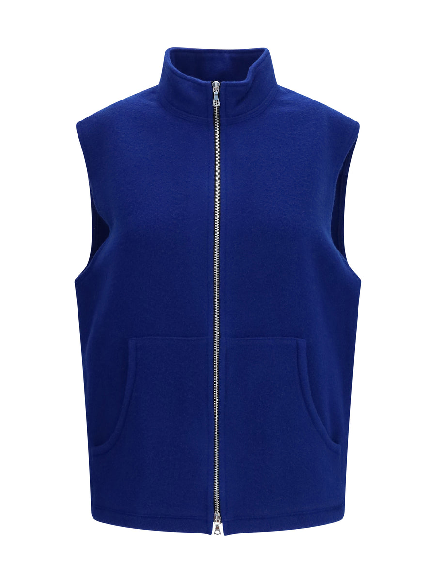 Virgin Wool Vest Indigo Fleece Ovis Aries Blazers & Vests