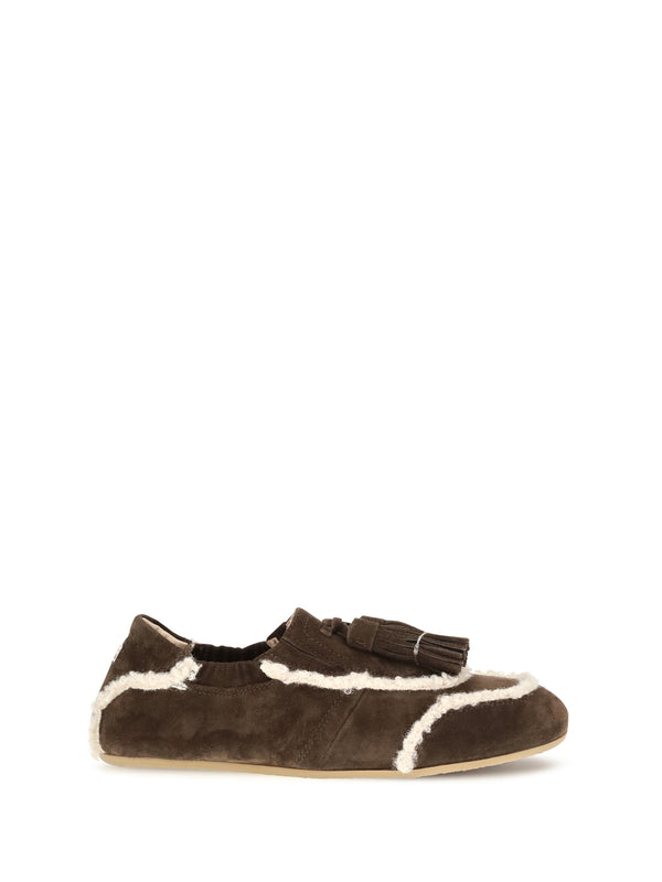 Suede Slip-On Loafers Cacao Upper