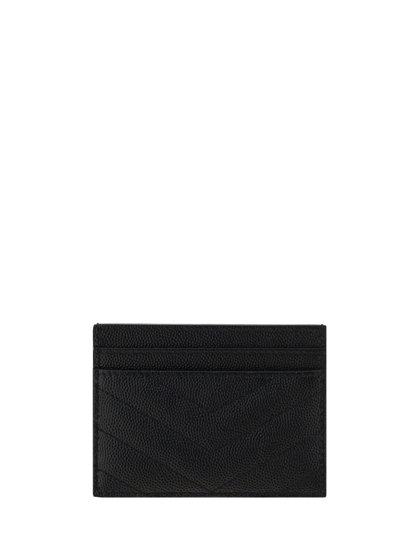 Quilted Calfskin Card Holder Black Wallets & Purses
