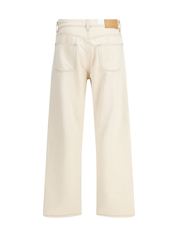 Jeans Loose Fit Ecru Contrast Cotton