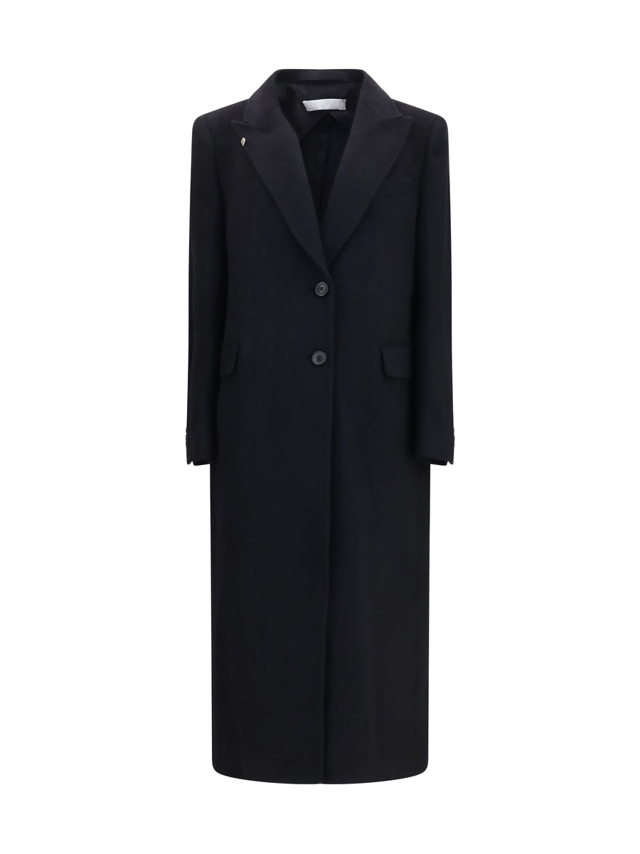 Coat Manta Mohair-Wool Blend Black Hairy