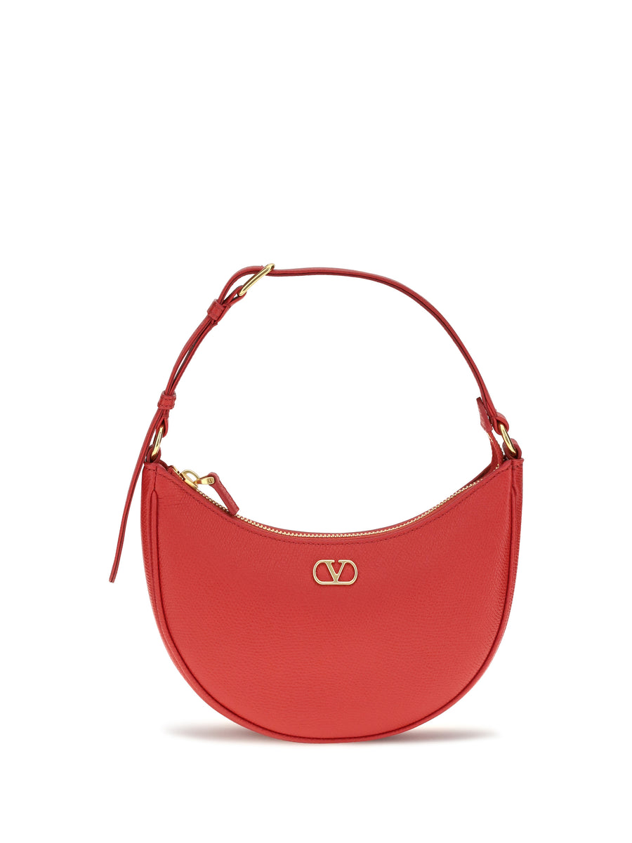 Mini Hobo Vlogo Signature Shoulder Bag Rouge Pur Calf Leather Bos Taurus