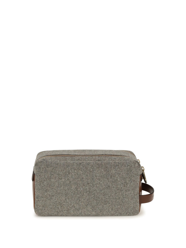 Brunello Cucinelli 100% Fleece Wool Ovis Aries travel wallet in gray