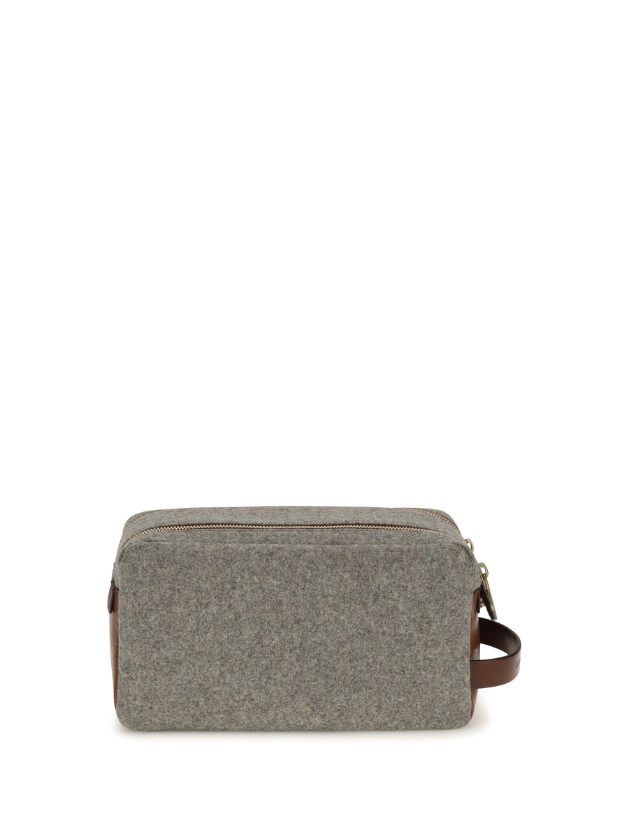 Brunello Cucinelli 100% Fleece Wool Ovis Aries travel wallet in gray