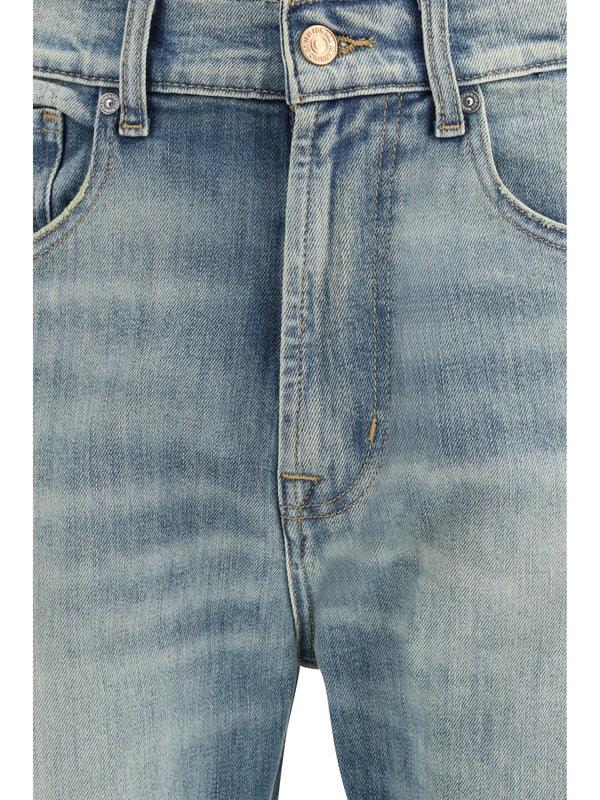 Jeans Easy Straight Mid-Rise Blue Cotton