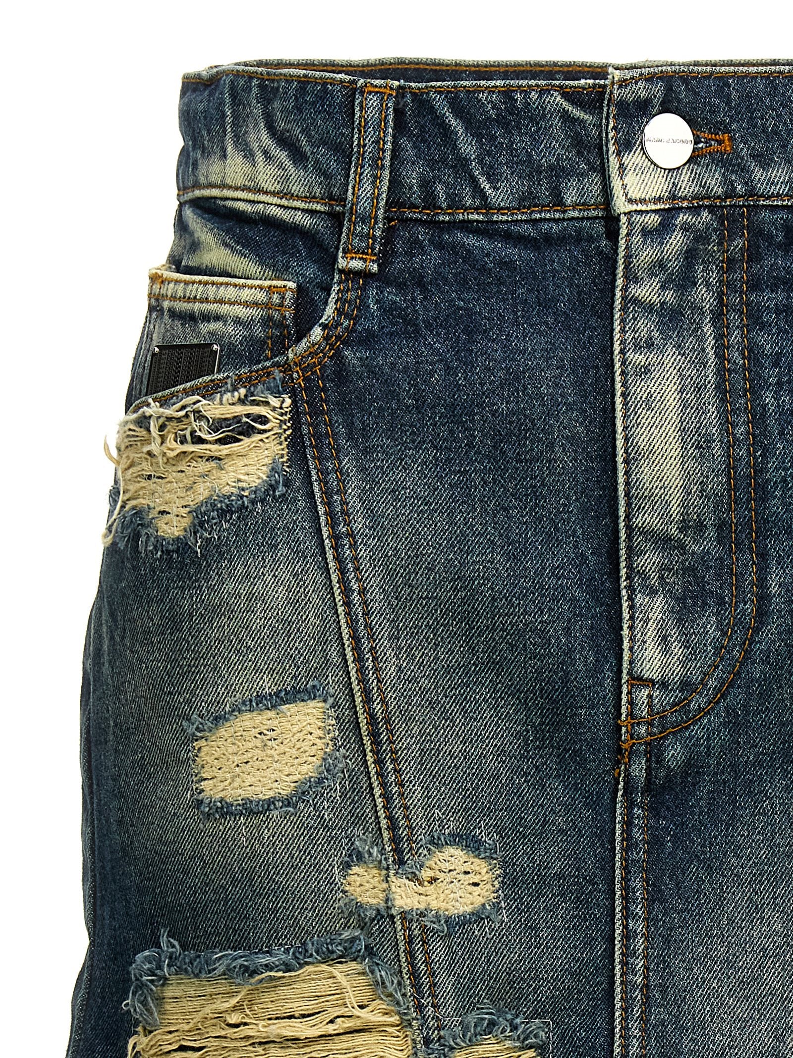 The Rip And Repair Straight Jean skirt Blue Cotton