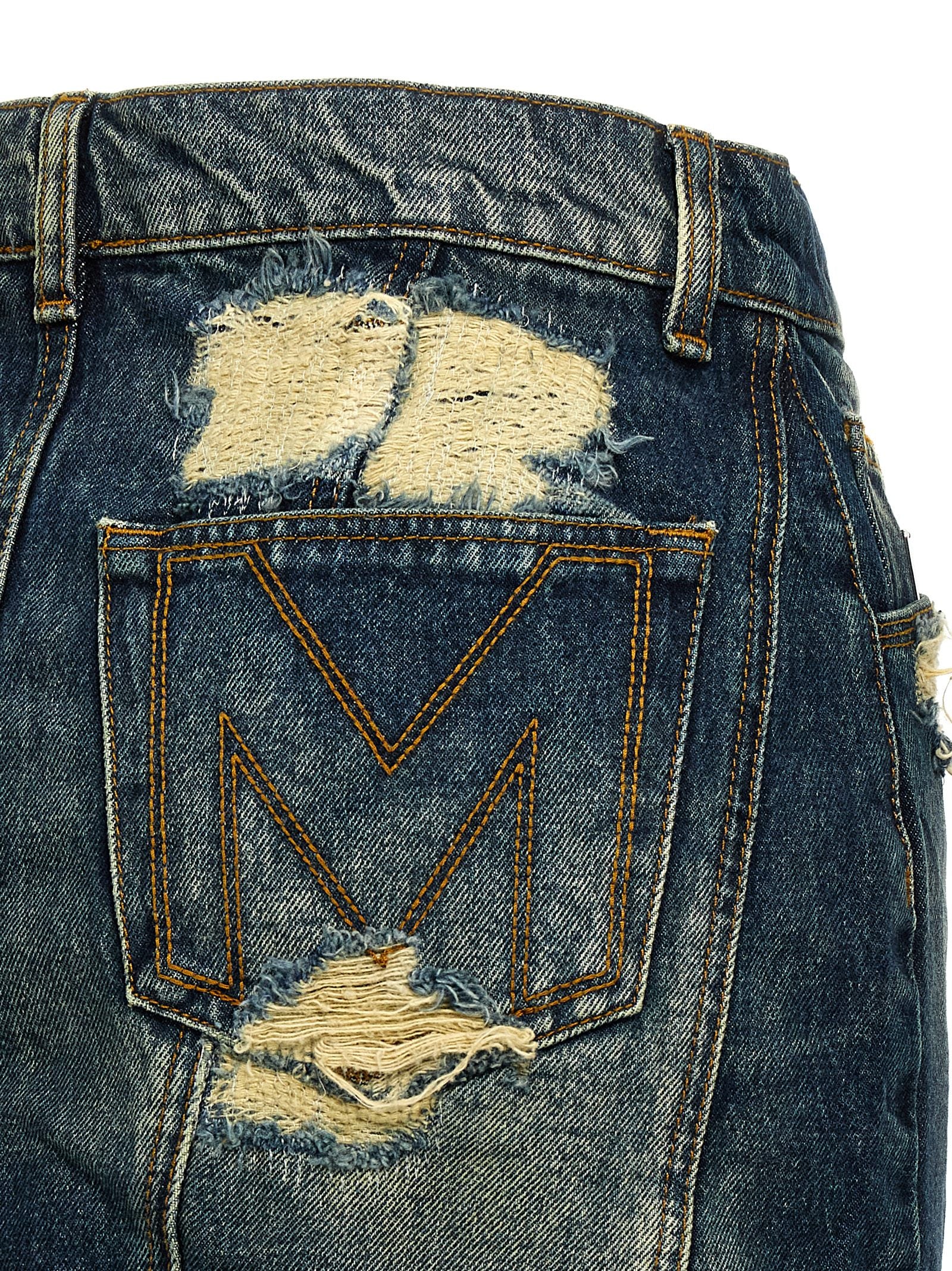 The Rip And Repair Straight Jean skirt Blue Cotton