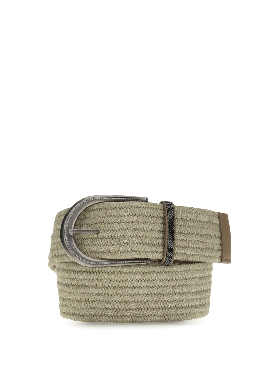 Belt Shiny Loop Braided Linen Natural