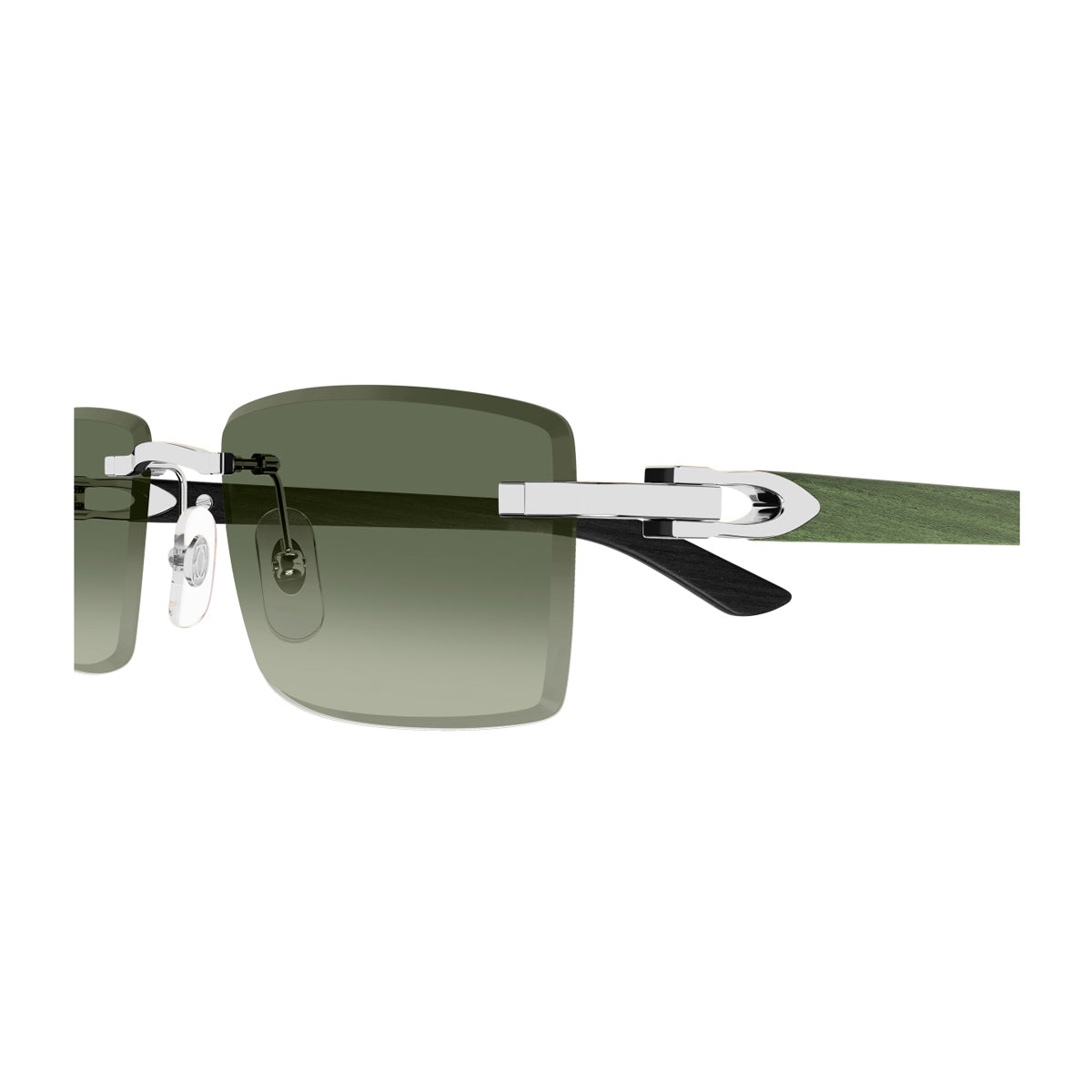 Cartier CT0582S Décor C Allongé de 005 Silver Green Verde Wood/metal Occhiali Da Sole
