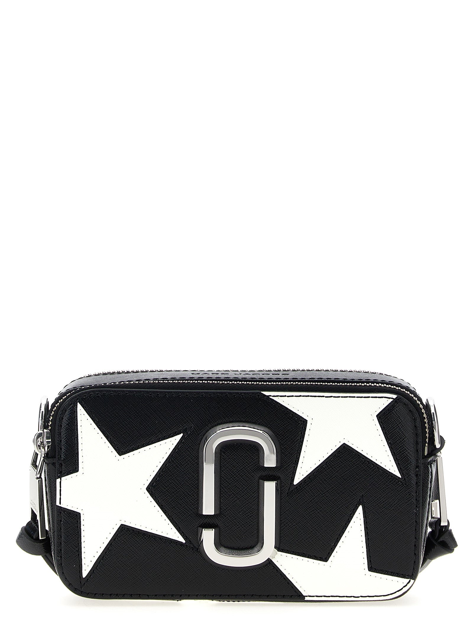 The Star Patchwork Snapshot Crossbody Bag White/black Cow Leather (bos Taurus)