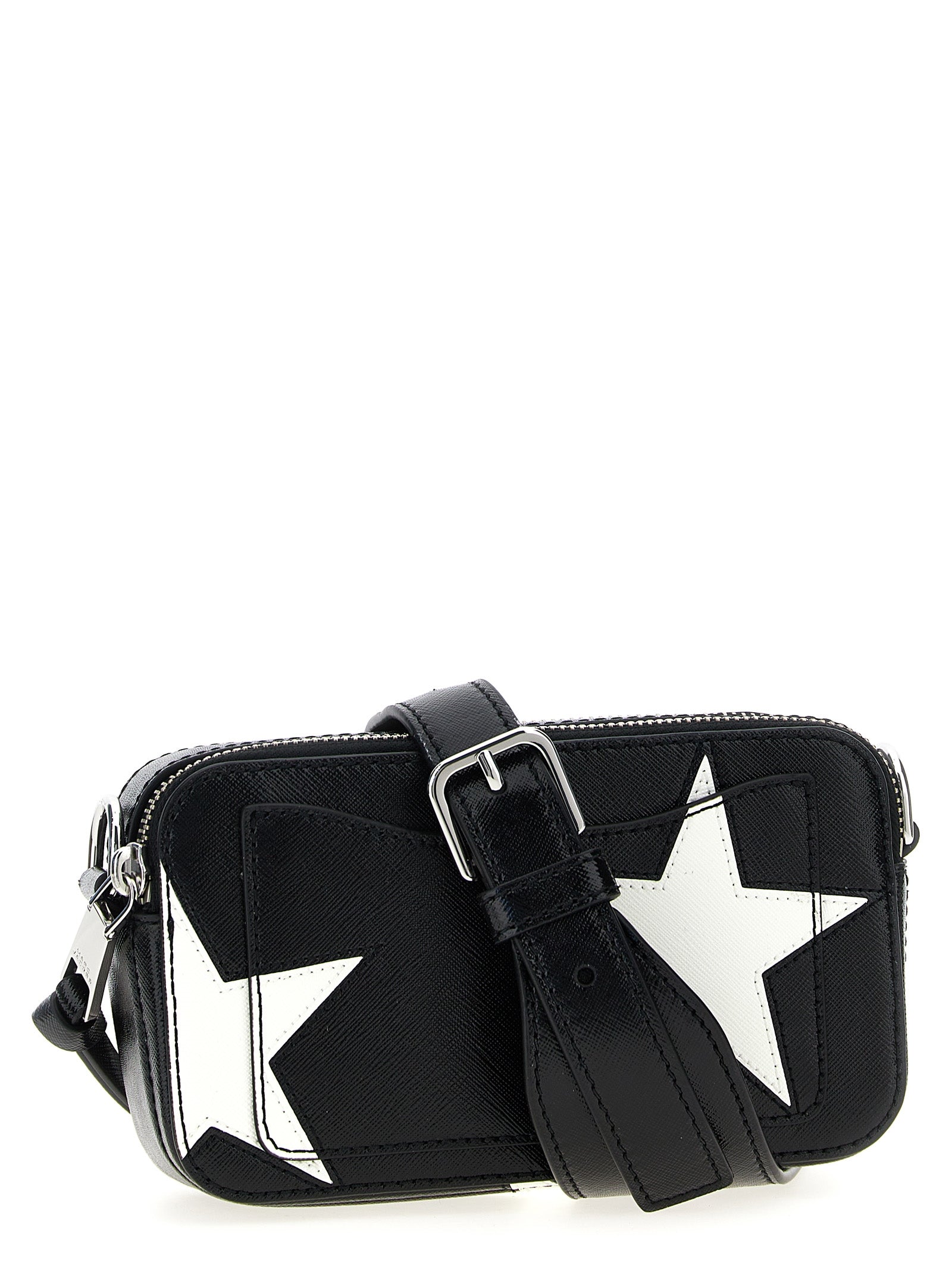 The Star Patchwork Snapshot Crossbody Bag White/black Cow Leather (bos Taurus)