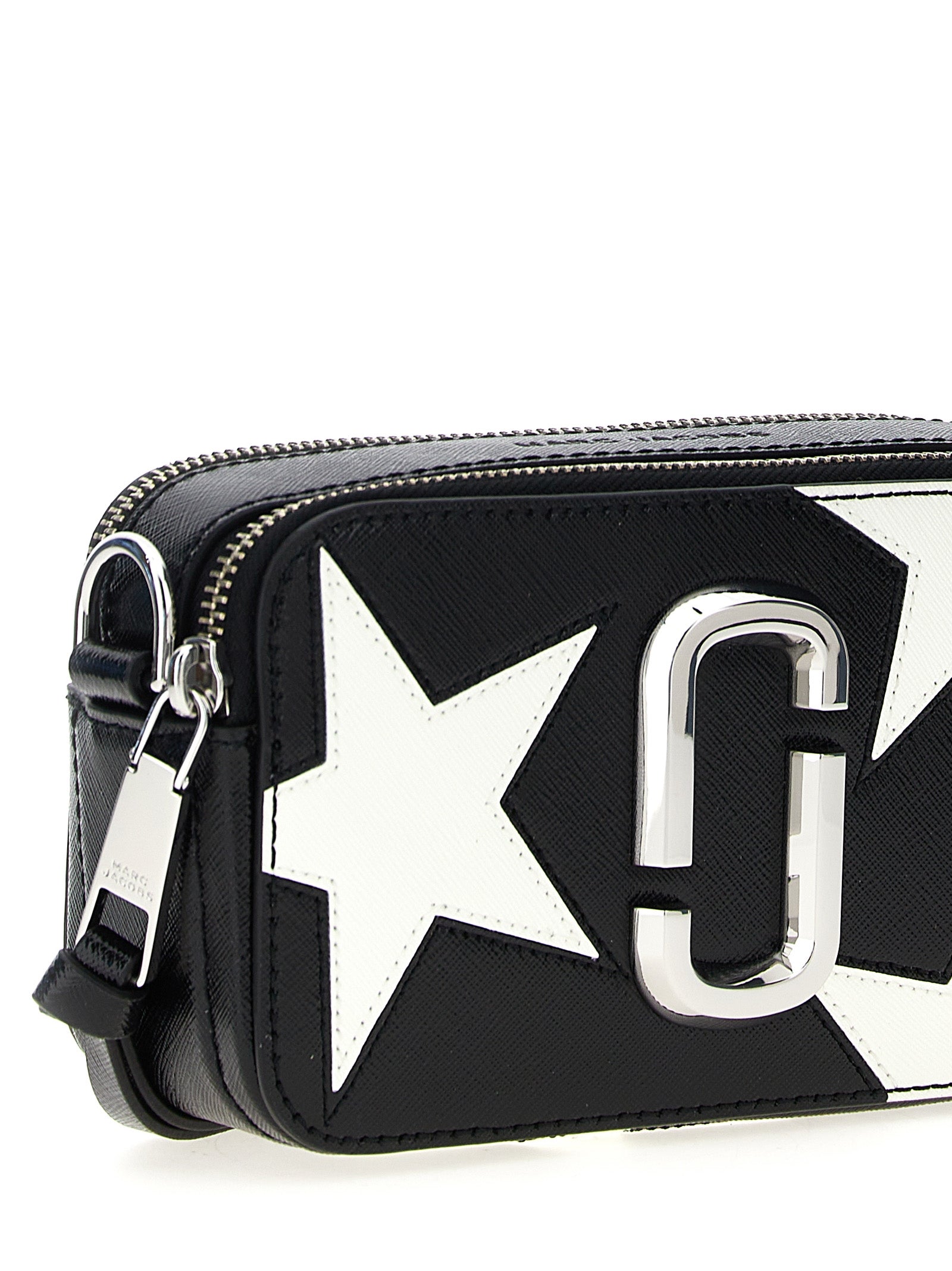 The Star Patchwork Snapshot Crossbody Bag White/black Cow Leather (bos Taurus)